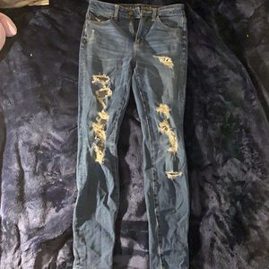 american eagle ripped super high-rise jeans
